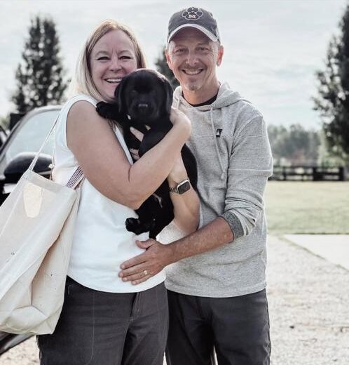 Labrador beach family